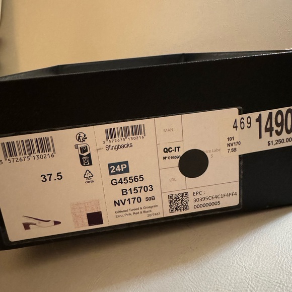 Chanel Pink Glittered Tweed Leather Slingbacks Pumps 24P Size 37.5/US Size 7.5 - Picture 12 of 16